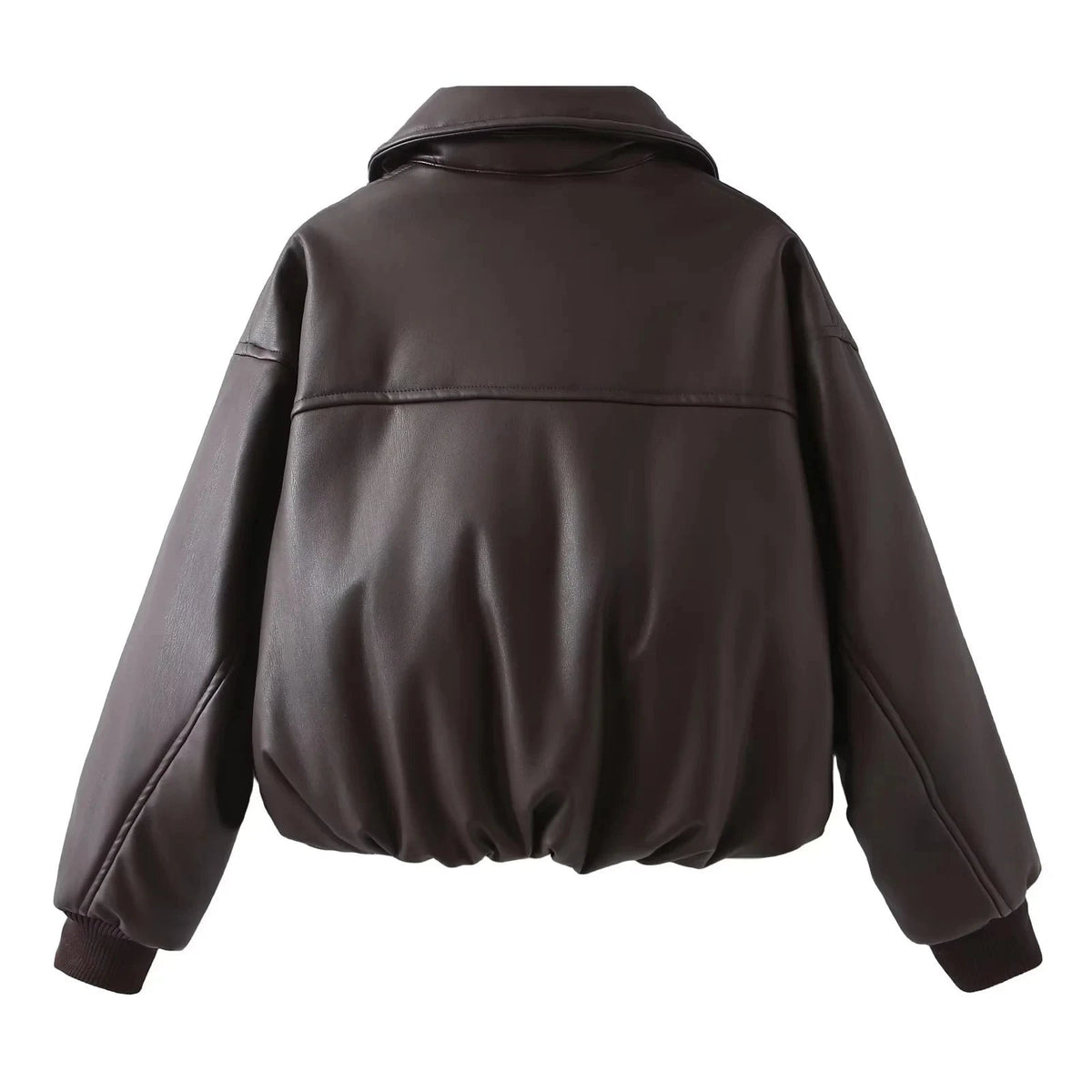 Talora | Oversized Leather Jacket with Ribbed Cuffs for Women