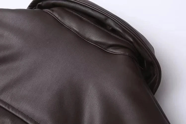 Talora | Oversized Leather Jacket with Ribbed Cuffs for Women
