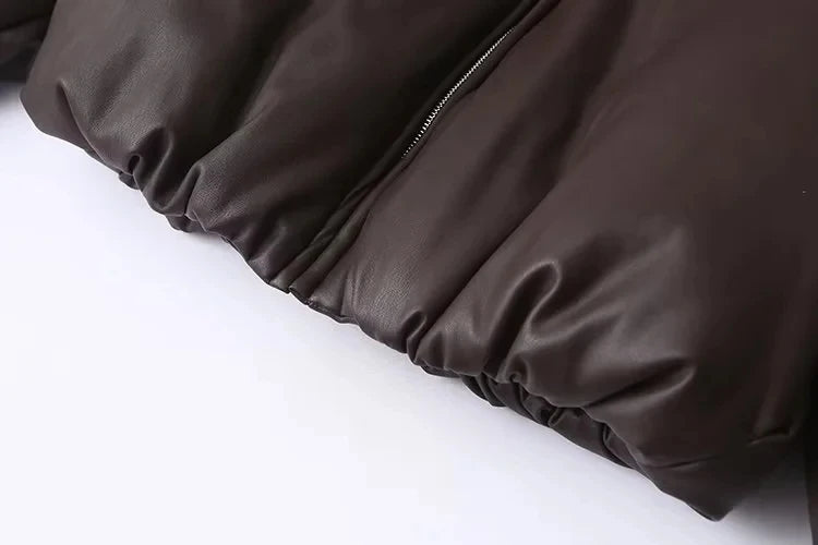 Talora | Oversized Leather Jacket with Ribbed Cuffs for Women