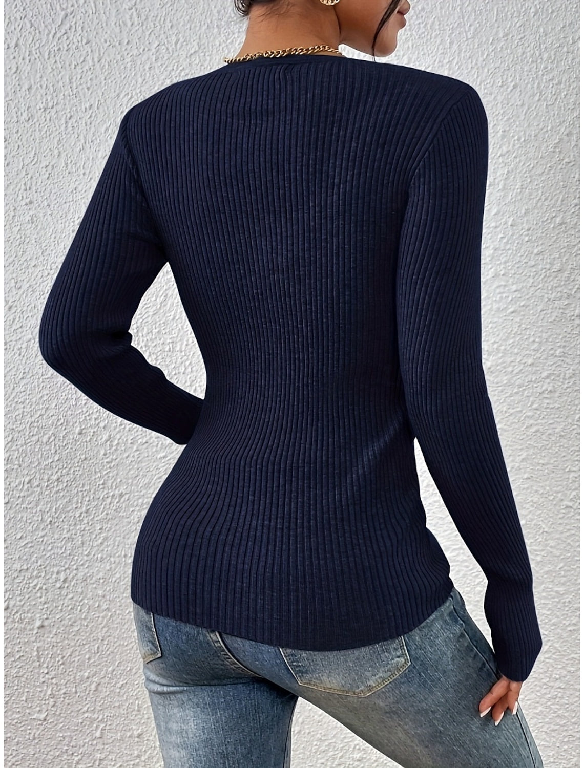 Lisbet | Ribbed Cable Knit Sweater with Button Placket for Women