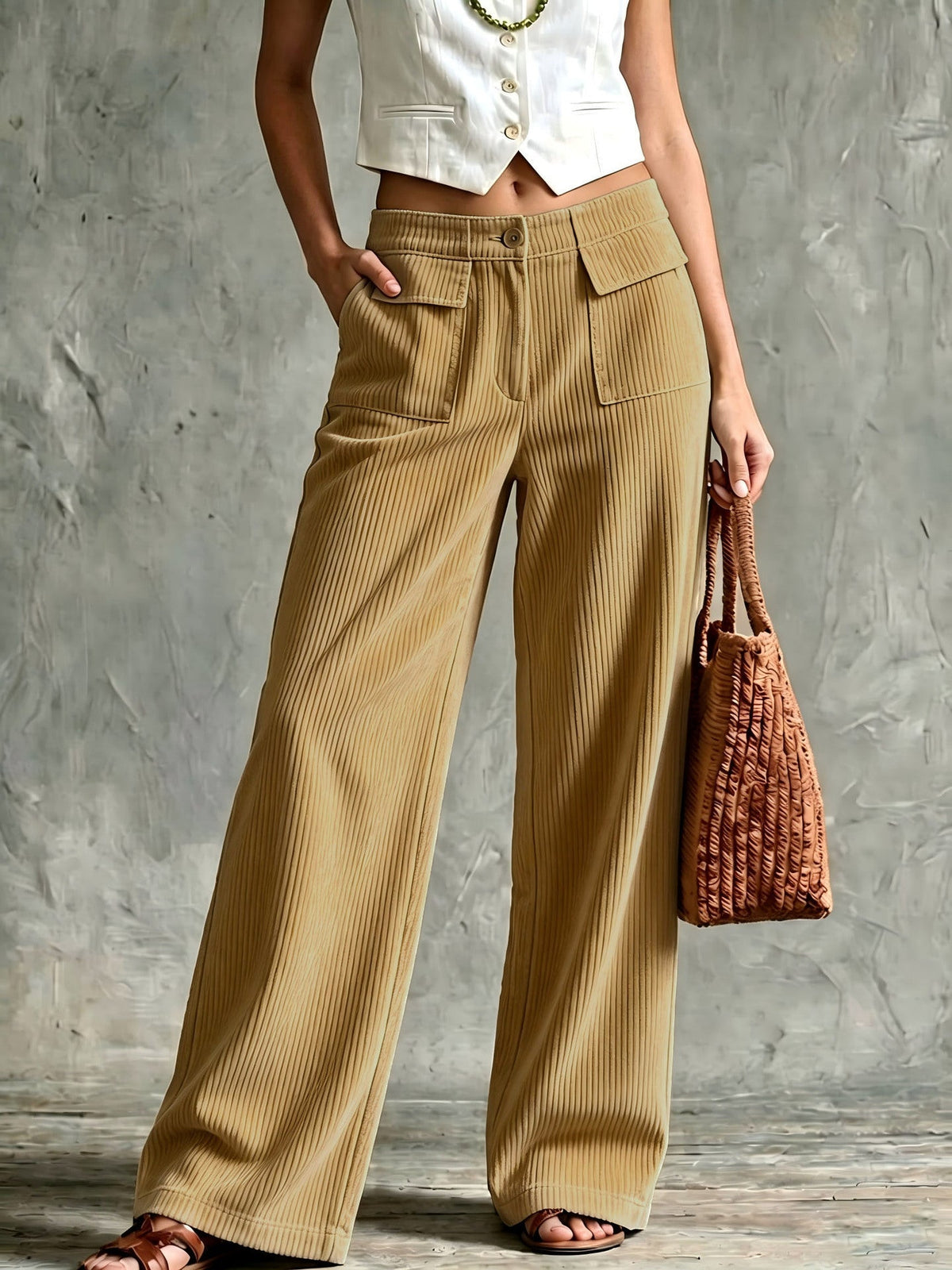 Frankie | Ribbed Corduroy Wide Pants for Women