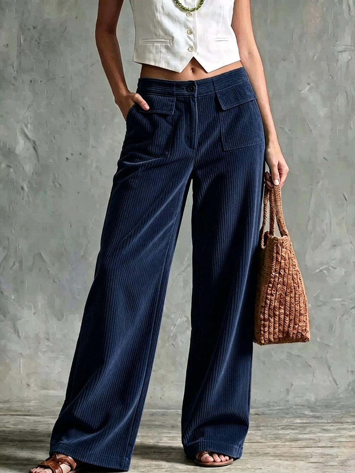 Frankie | Ribbed Corduroy Wide Pants for Women