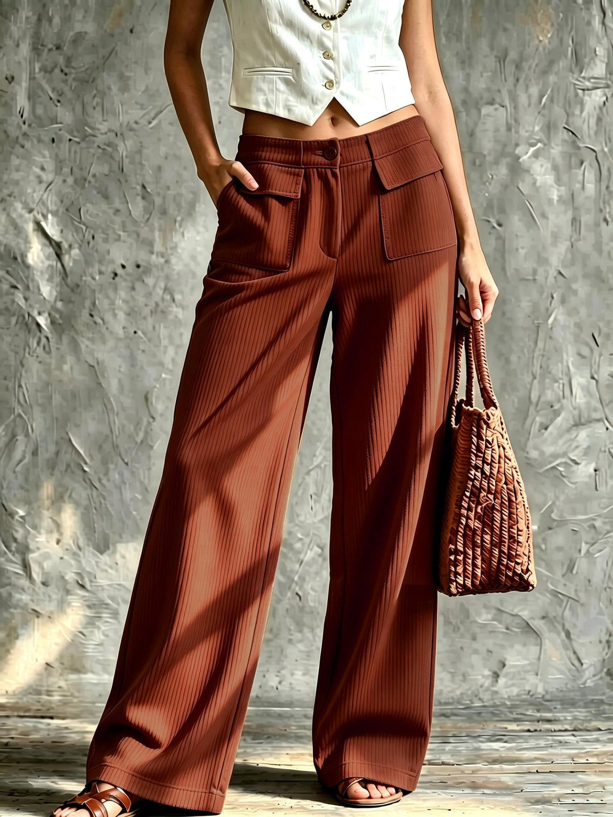 Frankie | Ribbed Corduroy Wide Pants for Women