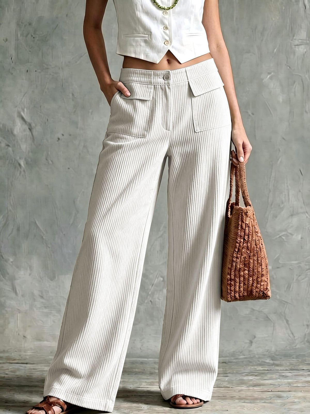 Frankie | Ribbed Corduroy Wide Pants for Women