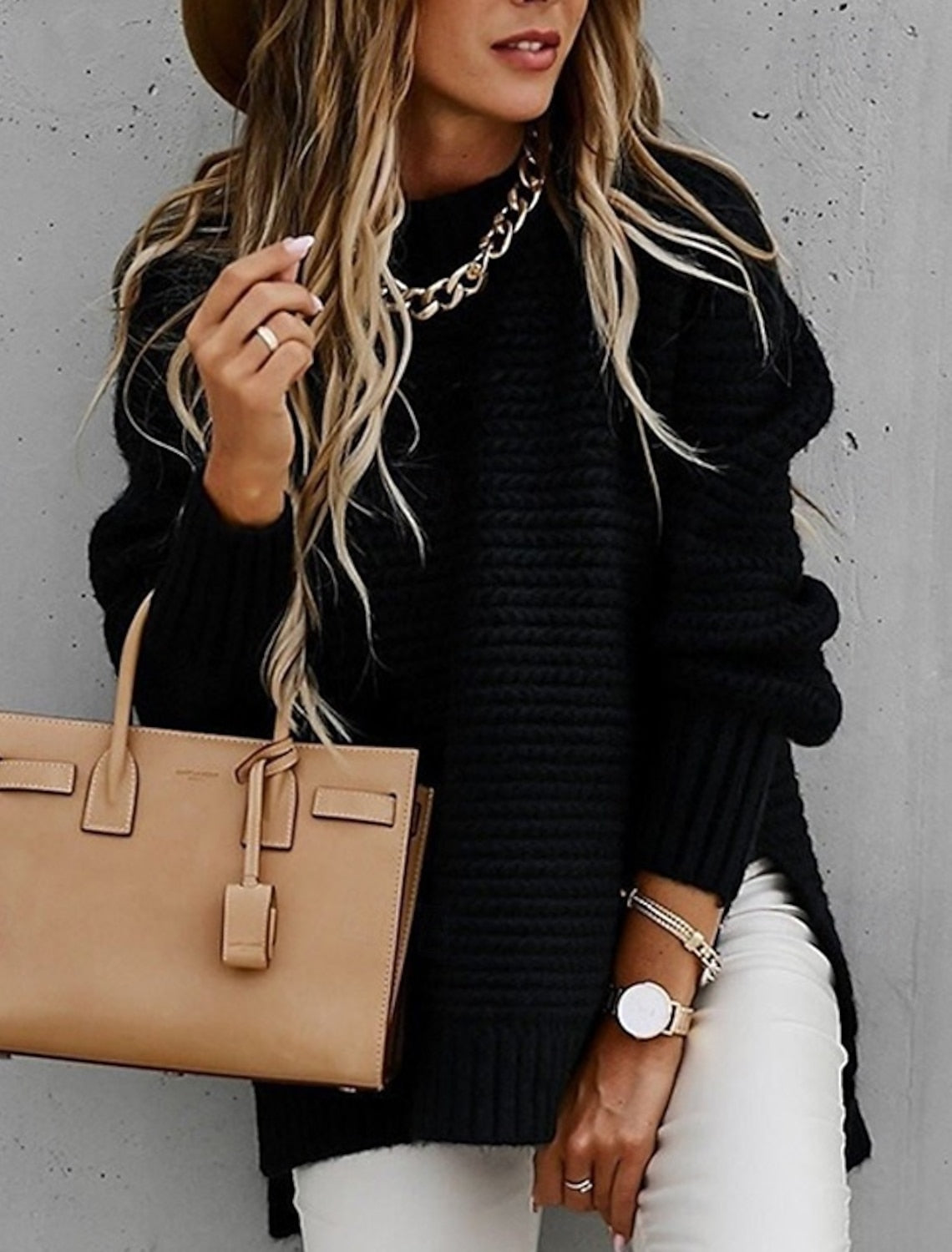 Irina | Chunky Cable Knit Sweater with Mock Neck for Women