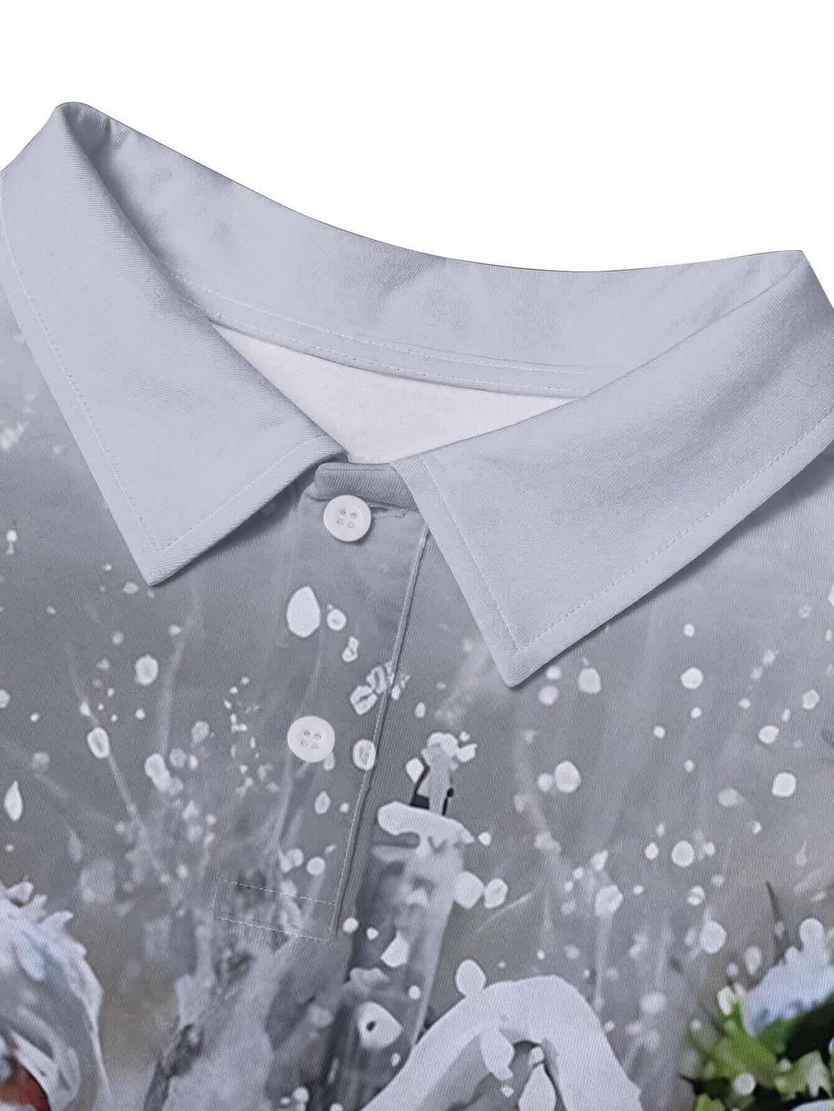 Roscoe | Button-Neck Long Sleeve Christmas Print Polo for Men