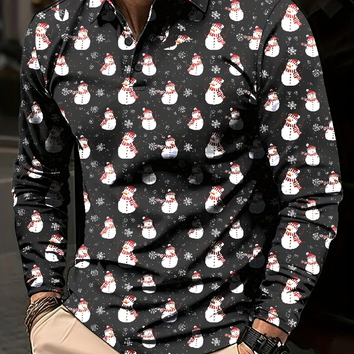 Marlon | Printed Button-Down Long Sleeve Shirt for Men