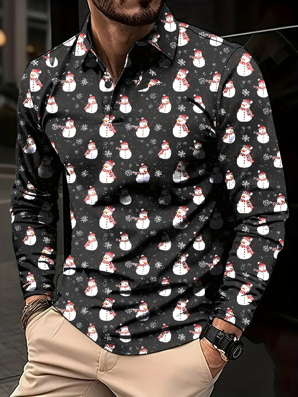 Marlon | Printed Button-Down Long Sleeve Shirt for Men
