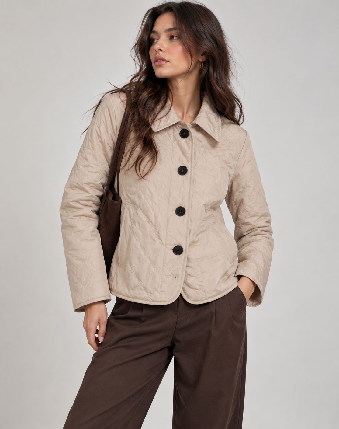 Ilaria | Quilted Button-Front Jacket with Collar for Women