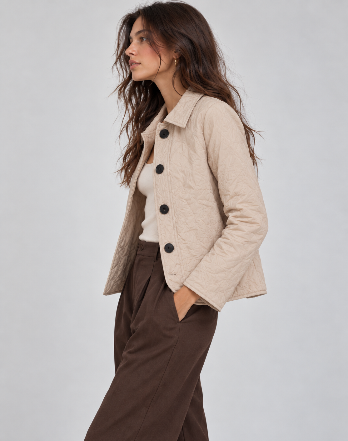 Ilaria | Quilted Button-Front Jacket with Collar for Women