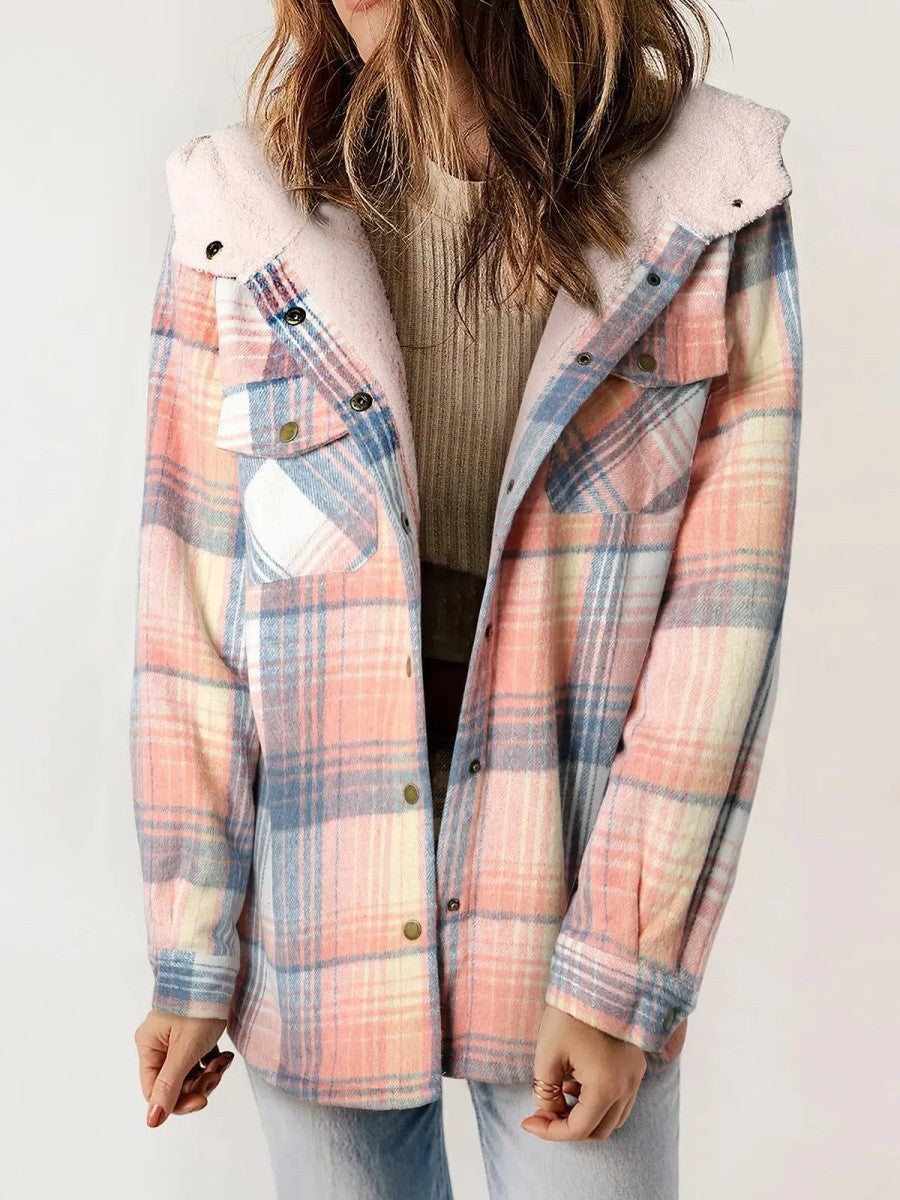 Wynstra | Hooded Plaid Jacket with Chest Pockets for Women