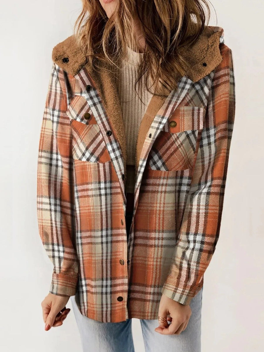 Wynstra | Hooded Plaid Jacket with Chest Pockets for Women