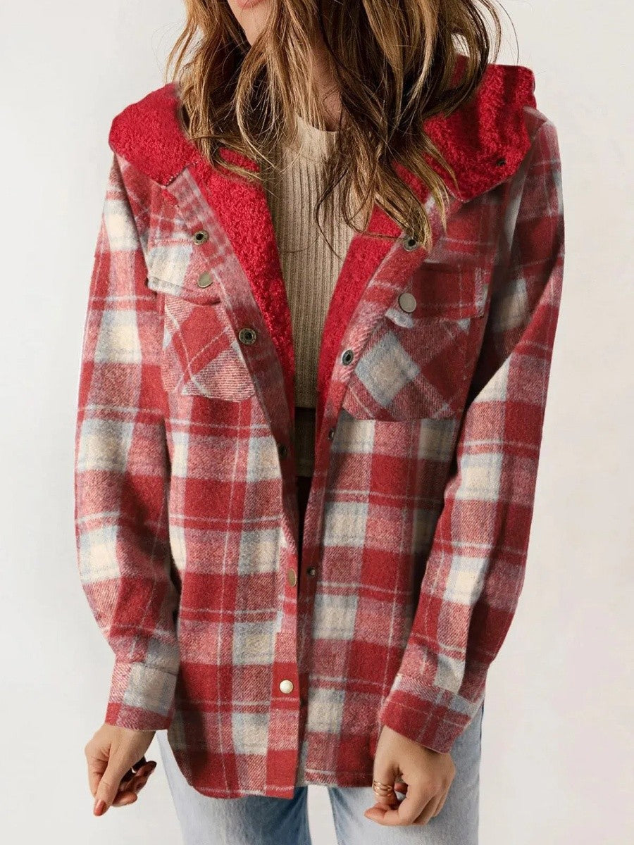 Wynstra | Hooded Plaid Jacket with Chest Pockets for Women