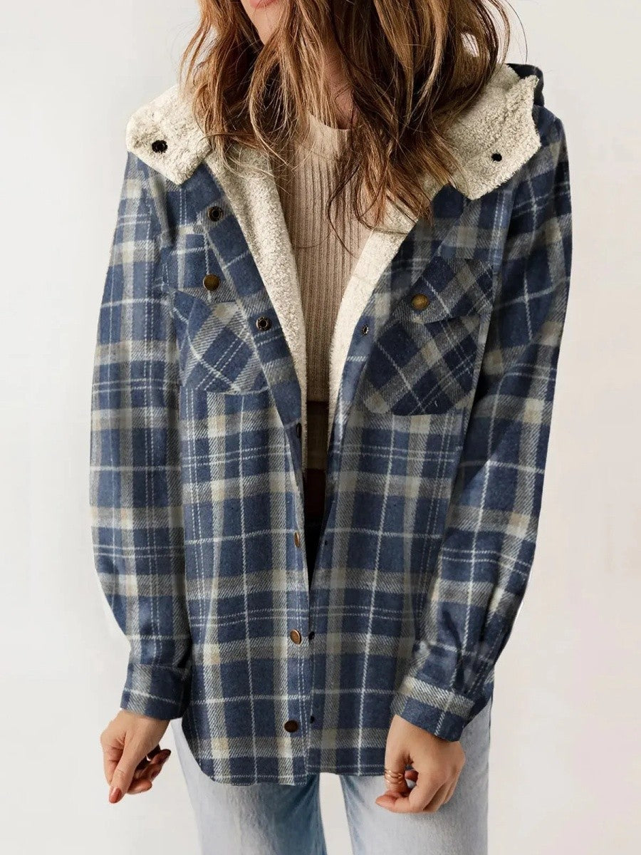 Wynstra | Hooded Plaid Jacket with Chest Pockets for Women