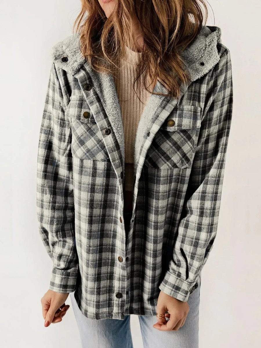 Wynstra | Hooded Plaid Jacket with Chest Pockets for Women