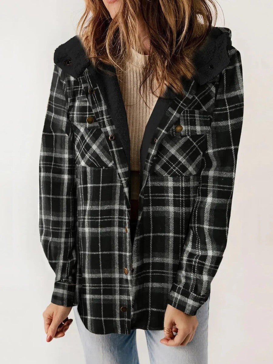 Wynstra | Hooded Plaid Jacket with Chest Pockets for Women