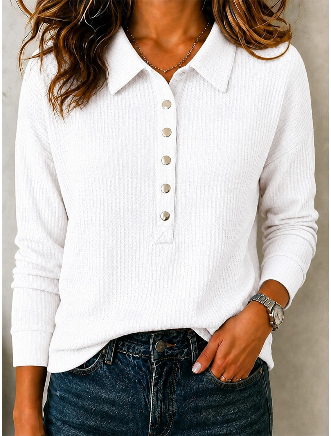 Katinka | Cable Knit Sweater with Polo Collar for Women