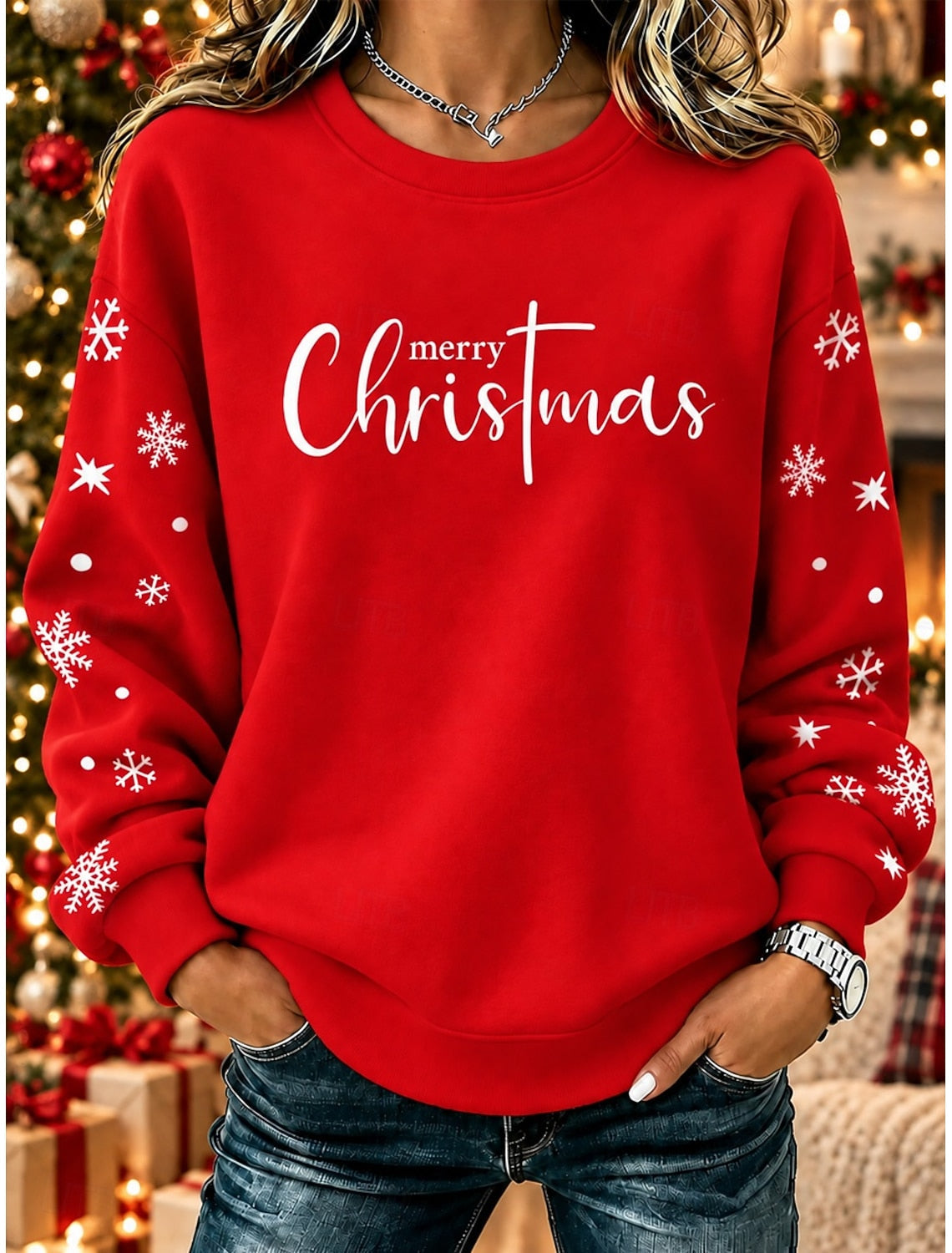 Nessandra | Christmas Sweater with Snowflake Print for Women