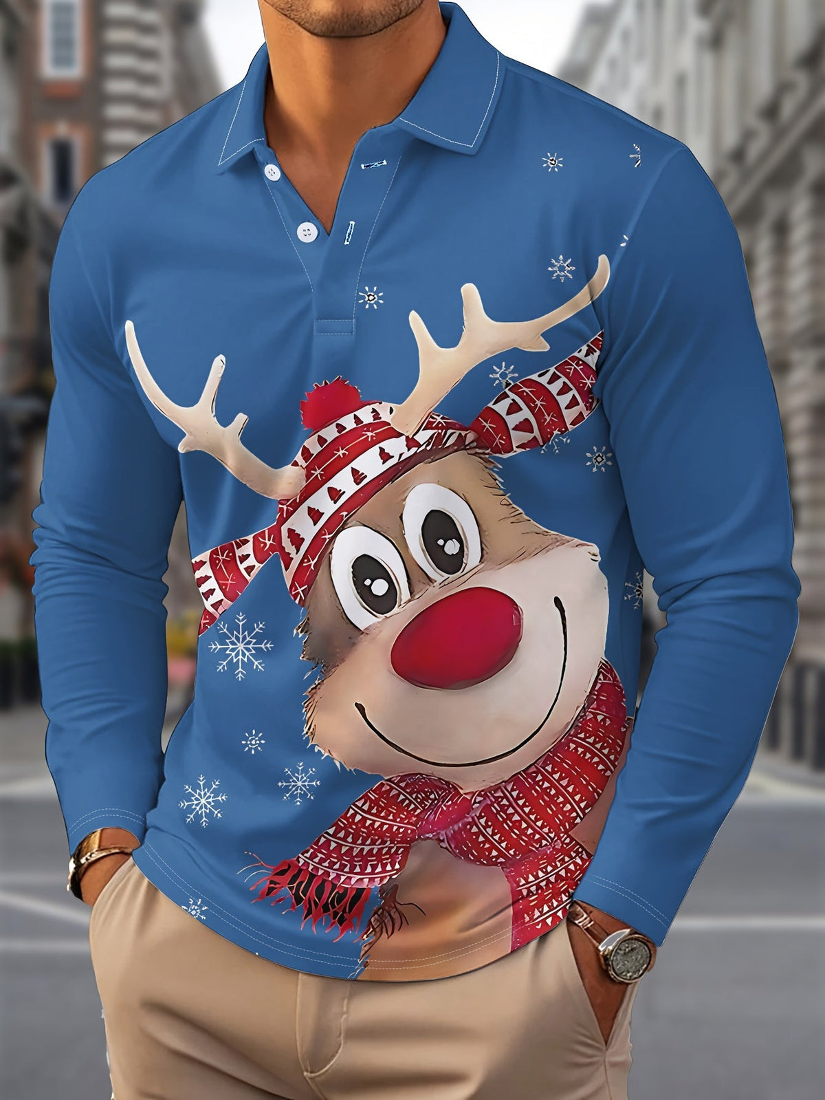 Michel | Printed Collared Long Sleeve Shirt for Men