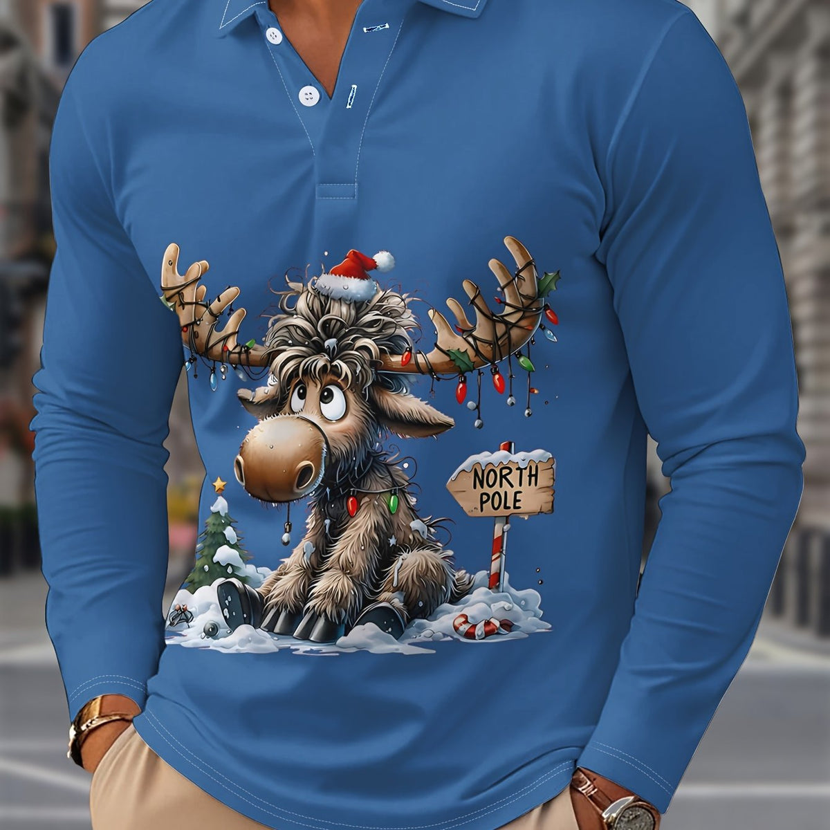 Bertus | Reindeer Print Button-Down Shirt for Men
