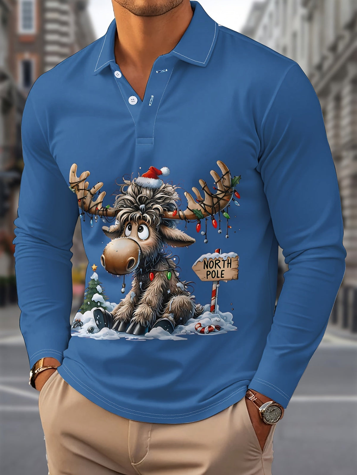 Bertus | Reindeer Print Button-Down Shirt for Men