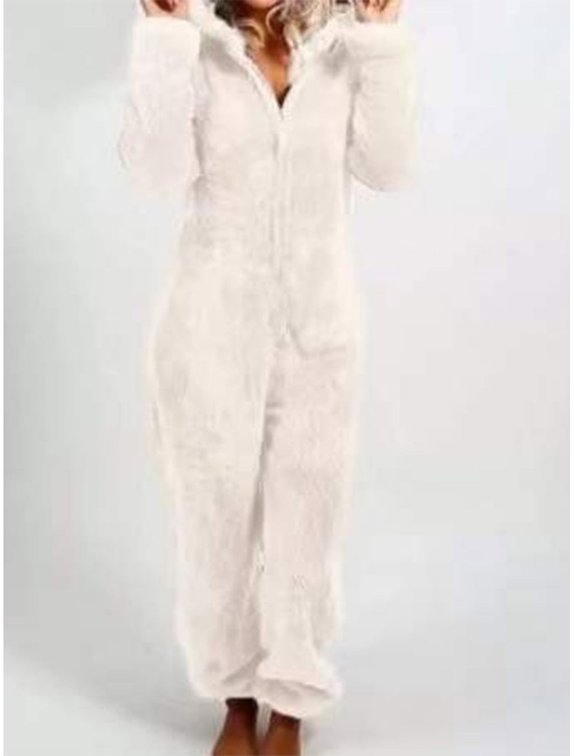 Gaia | Hooded Fleece Pajama Zip-Up Jumpsuit for Women