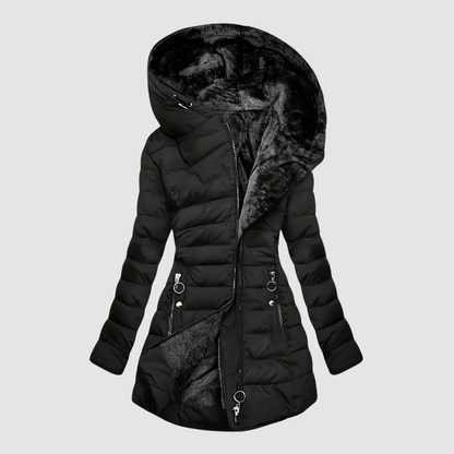 Ginnette | Women's Faux Fur Lined Down Jacket - Hooded Winter Coat