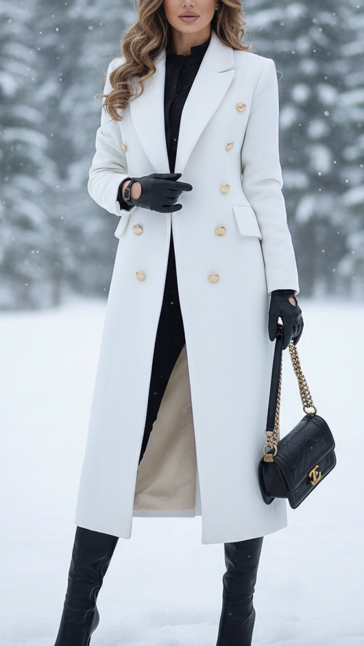 Elowenne | Double-Breasted Longline Winter Coat for Women