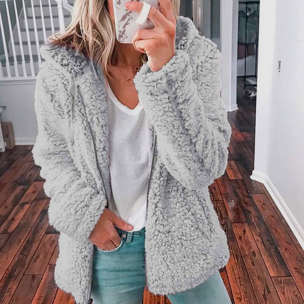 Irmgard | Hooded Fleece Jacket with Zip Closure for Women