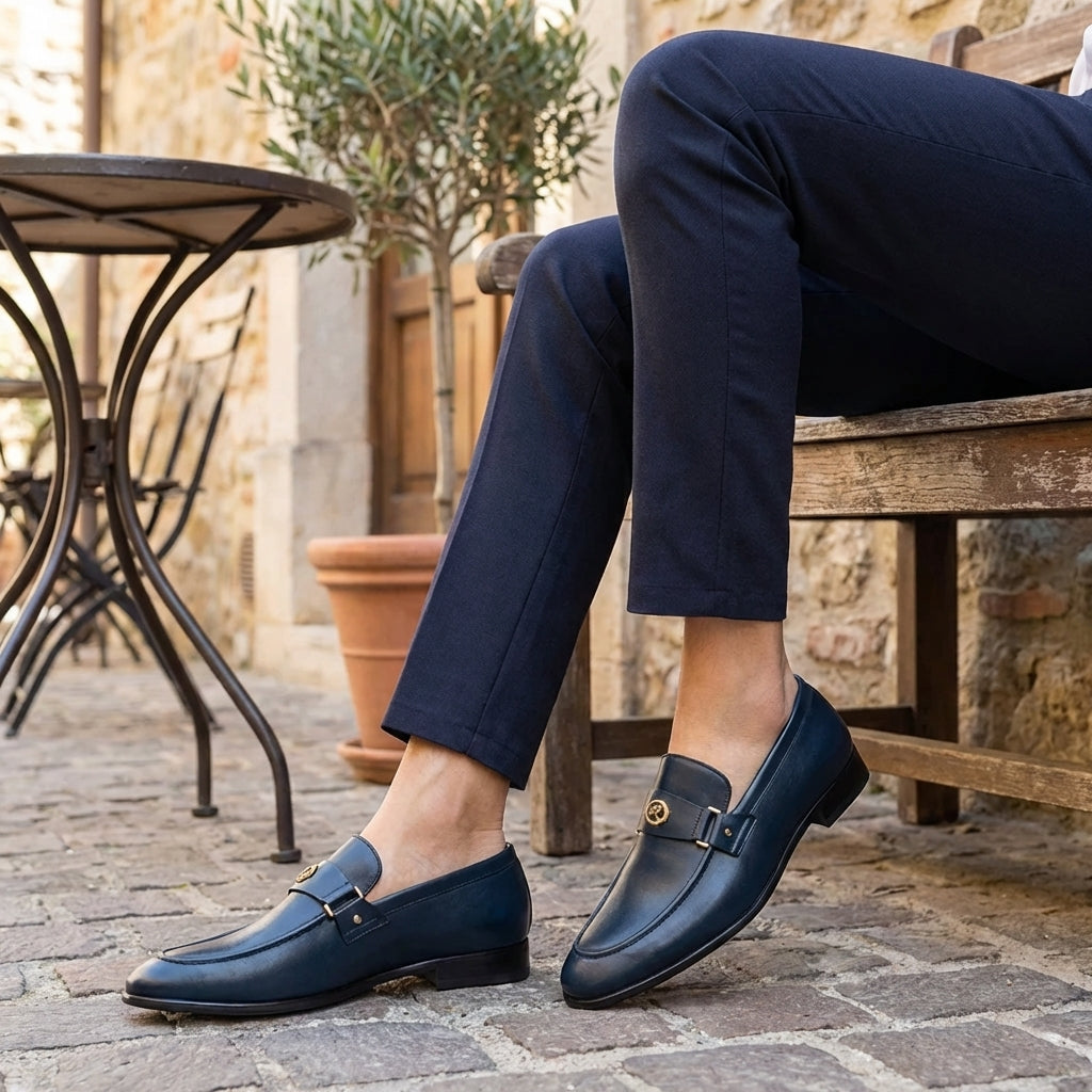 Simon | Metal-Trim Leather Loafers for Men