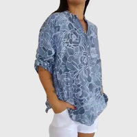 Rhezlynn | Women's V-Neck Floral Blouse - Work to Weekend