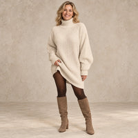 Philippa | Ribbed Turtleneck Sweater Dress for Women