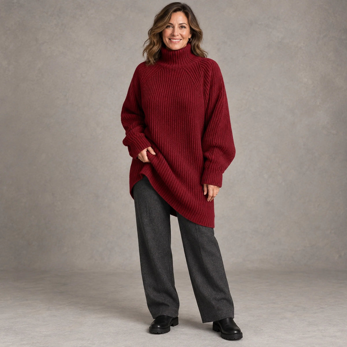 Philippa | Ribbed Turtleneck Sweater Dress for Women