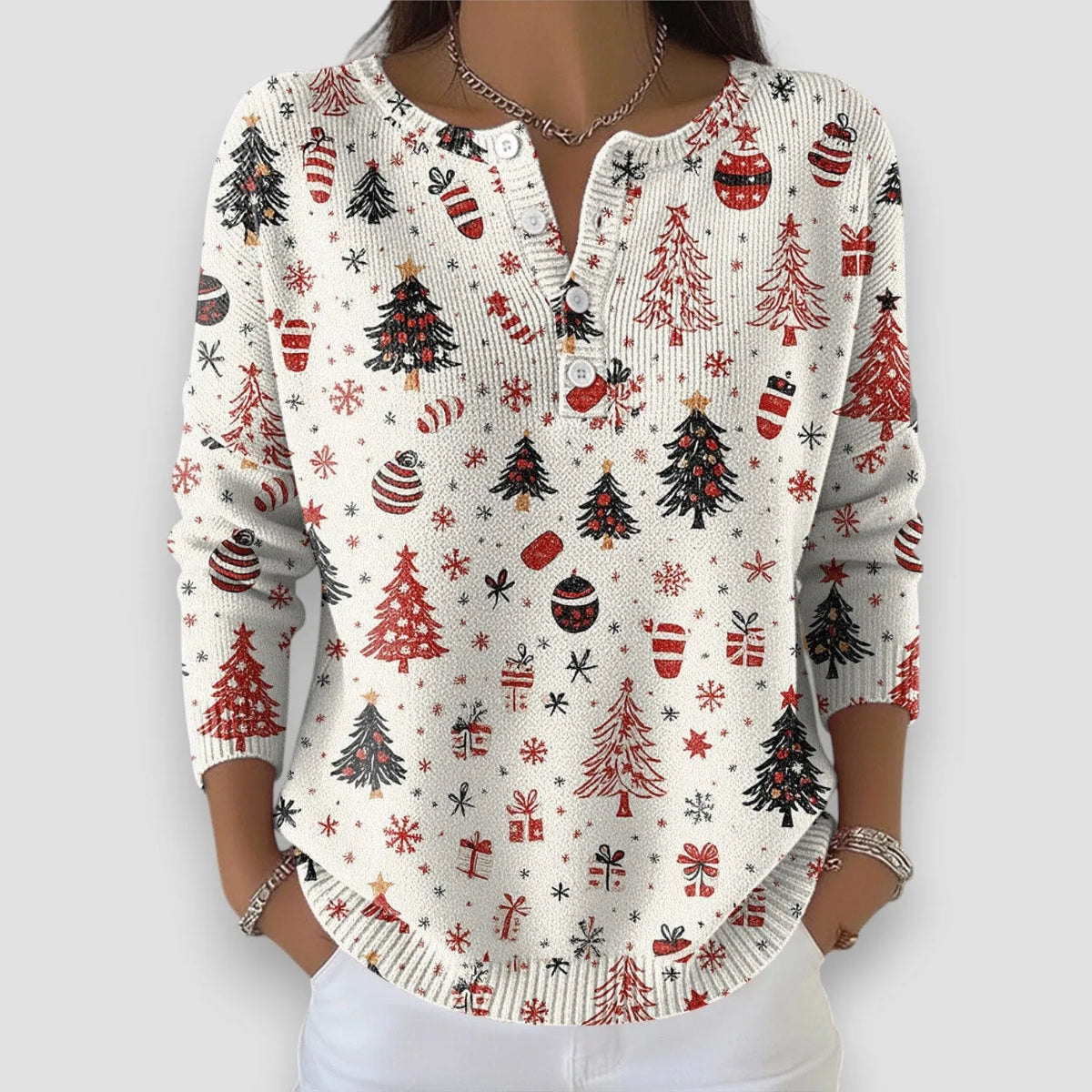 Liesel | Christmas Sweater V-Neck Oversized Knit for Women