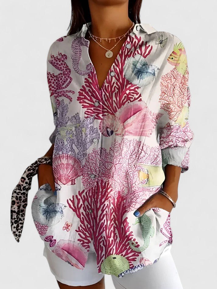 Dianne | Women's Elegant V-Neck Blouse for Work & Occasions