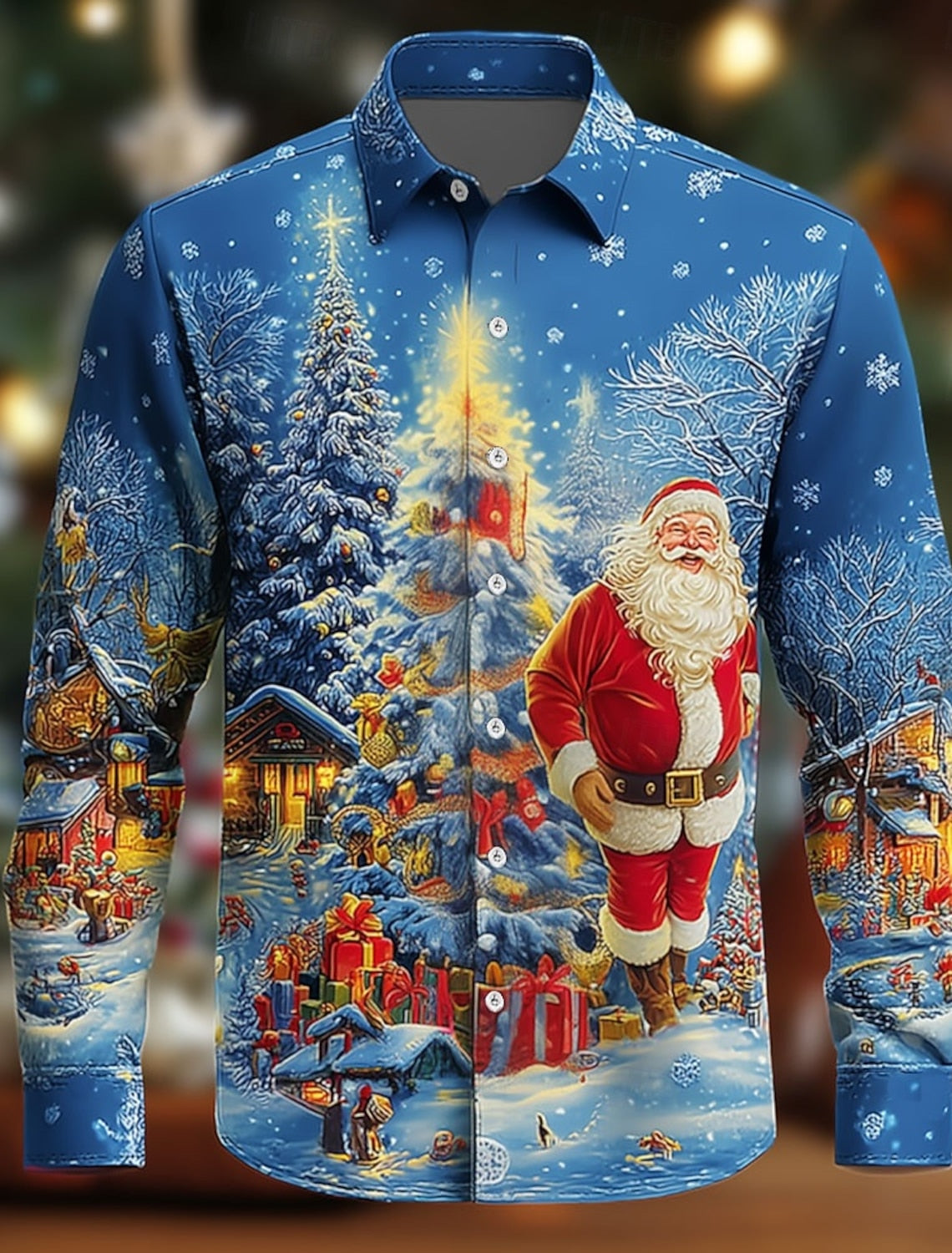 Lachlan | Christmas Santa Print Button-Down Shirt for Men