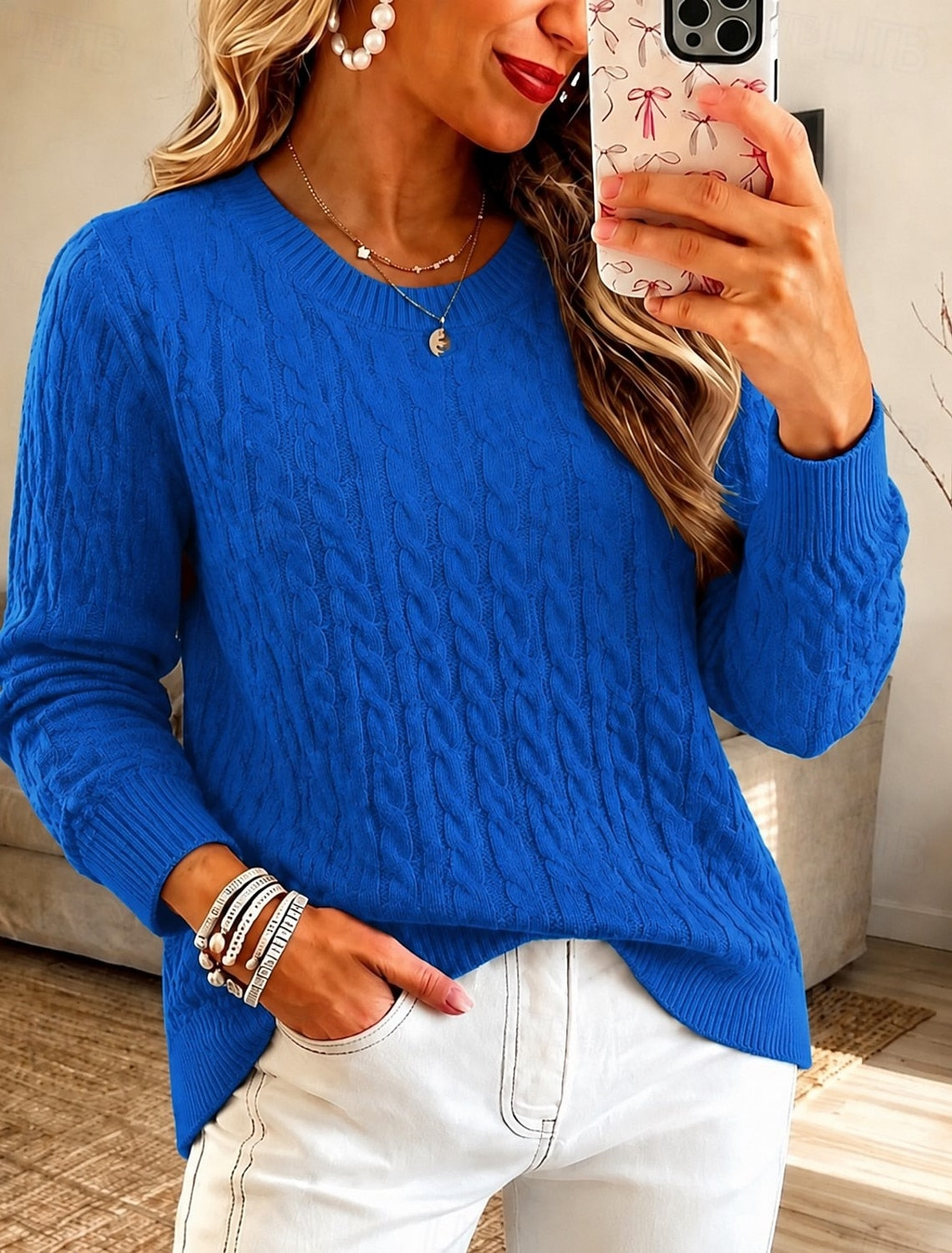 Karlijn | Cable Knit Sweater with V-Neck for Women
