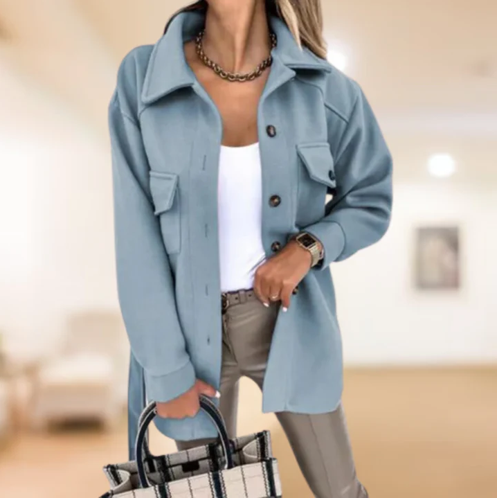 Braelyn | Belted Button-Front Shirt Jacket for Women