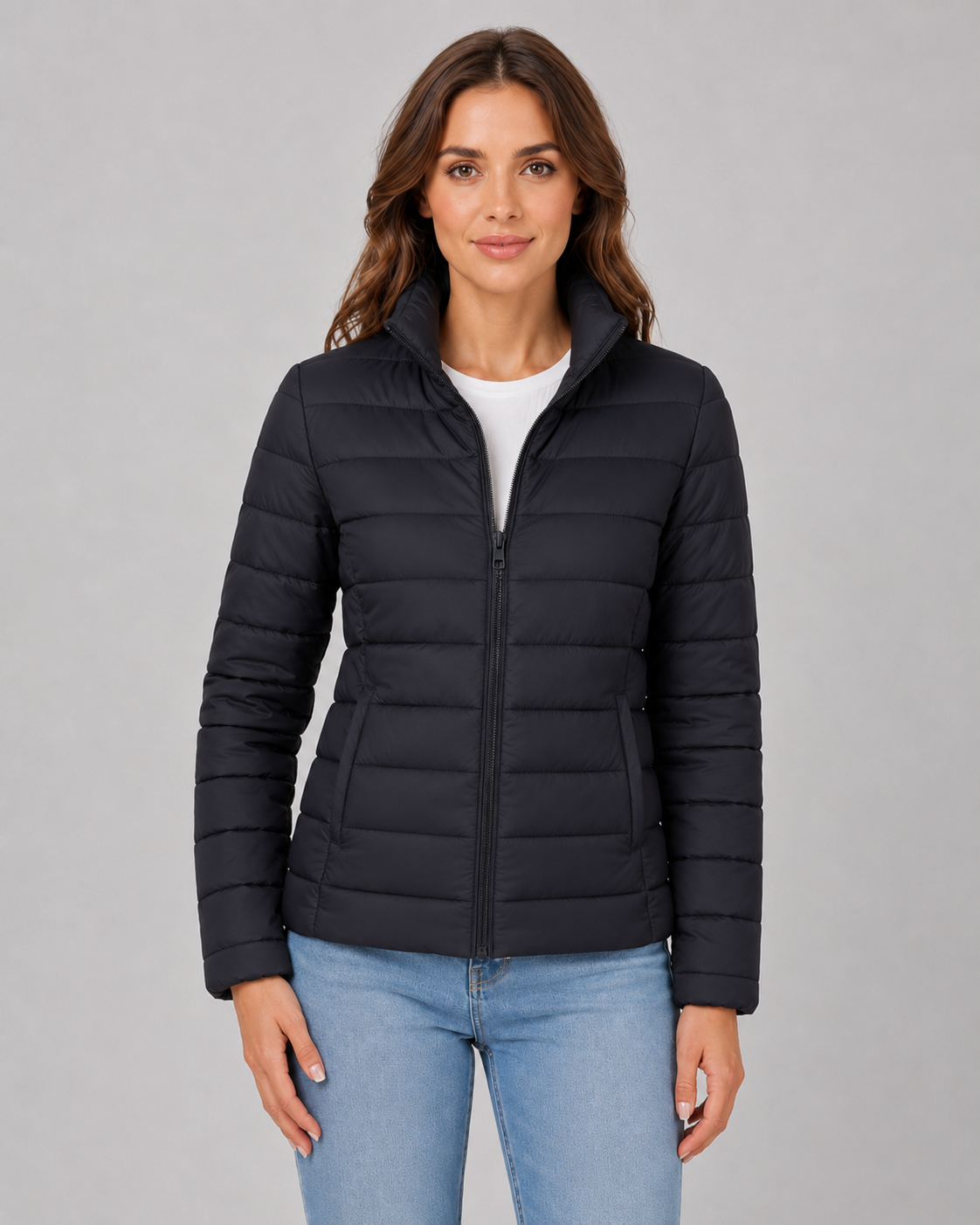 Roosmarijn | Quilted Puffer Jacket with Stand Collar for Women