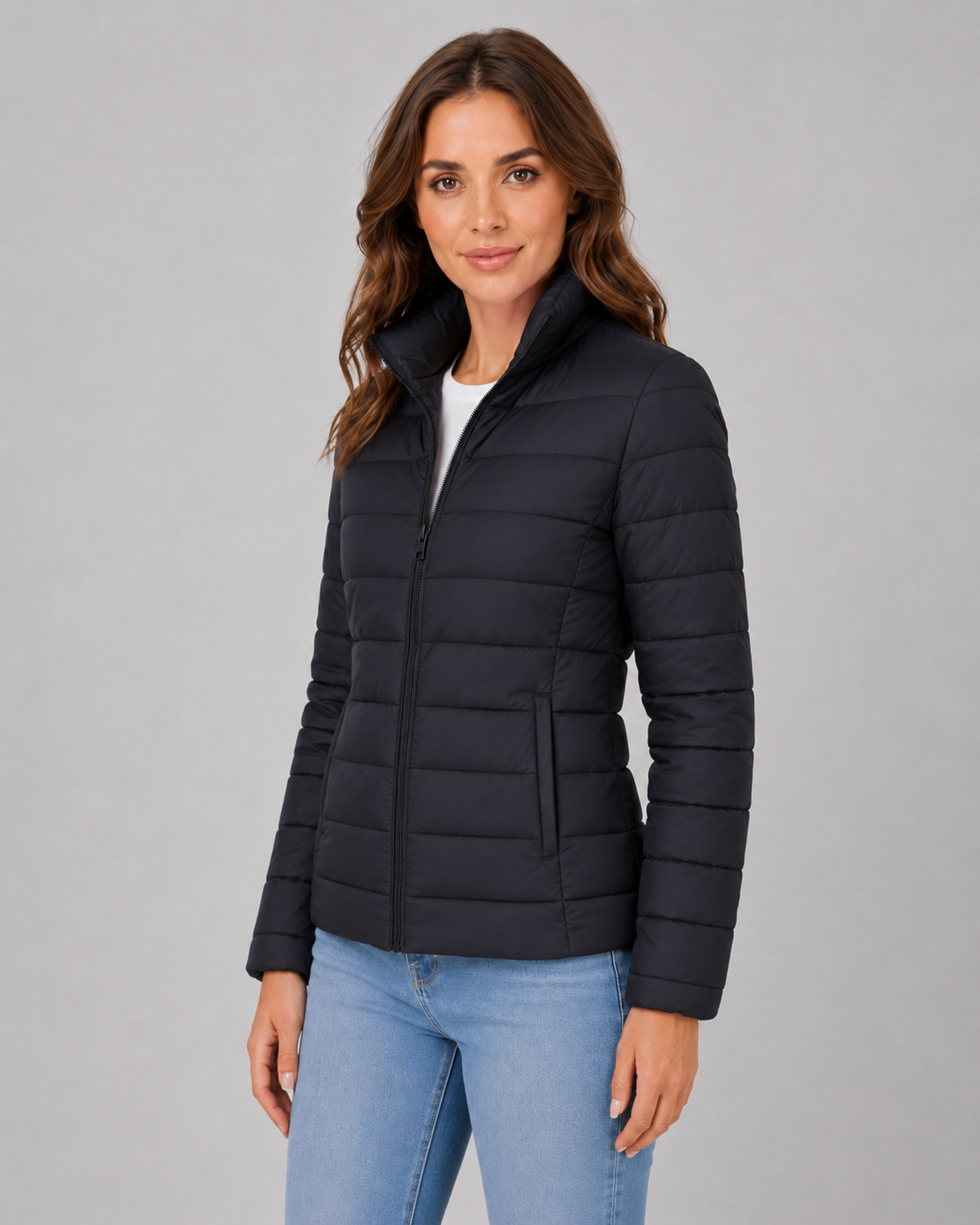 Roosmarijn | Quilted Puffer Jacket with Stand Collar for Women
