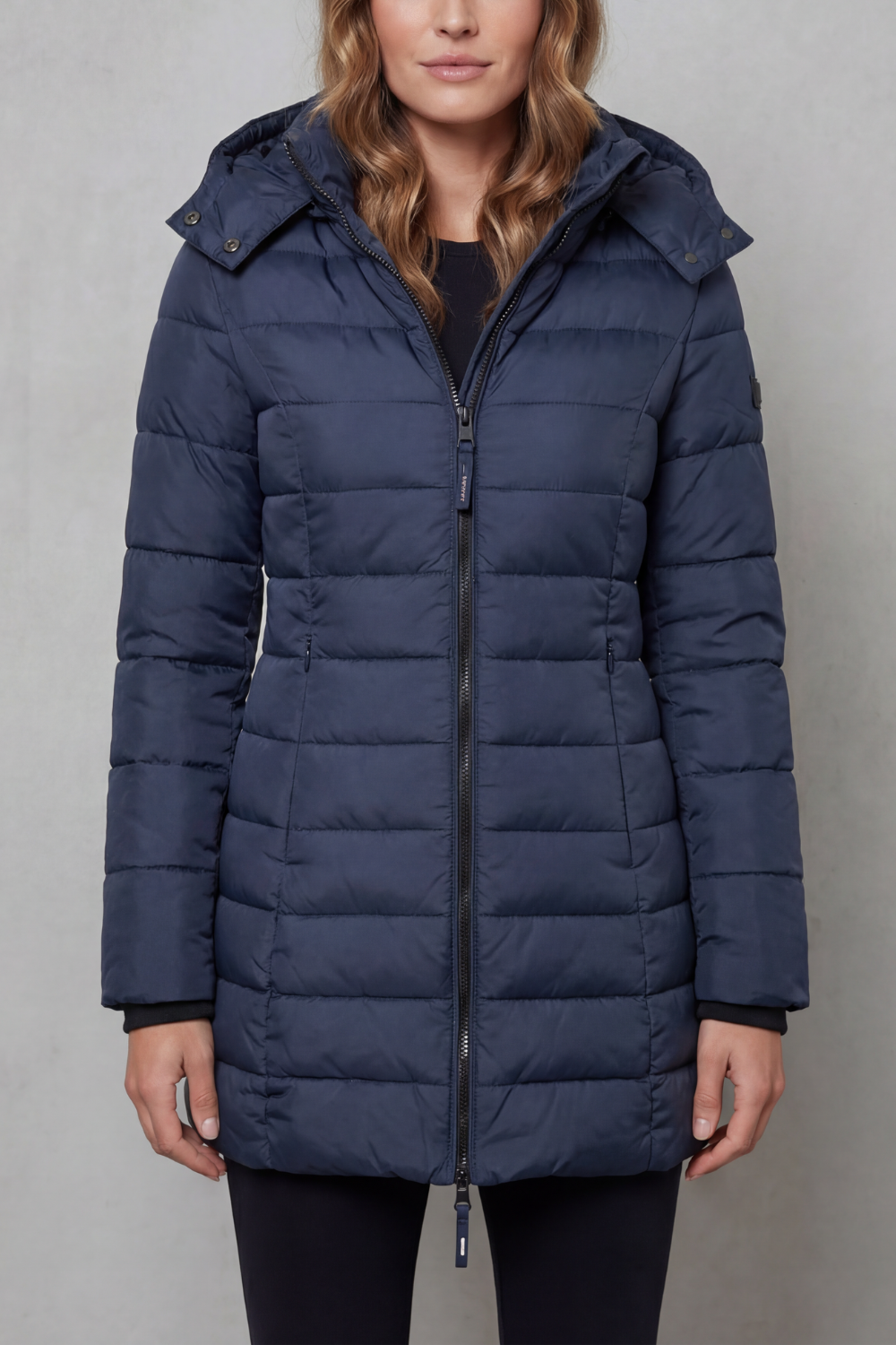 Nete | Longline Quilted Puffer Jacket with Hood for Women