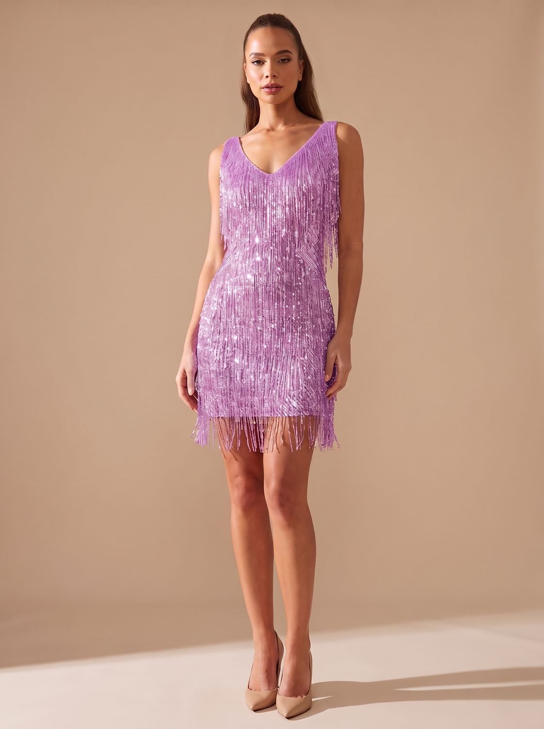 Lammert | Sequin Fringe A-Line Mini Christmas Dress for Women