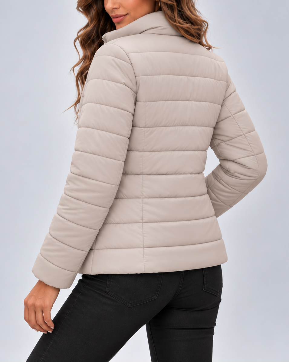 Theodora | Quilted Fleece Jacket with Stand Collar for Women
