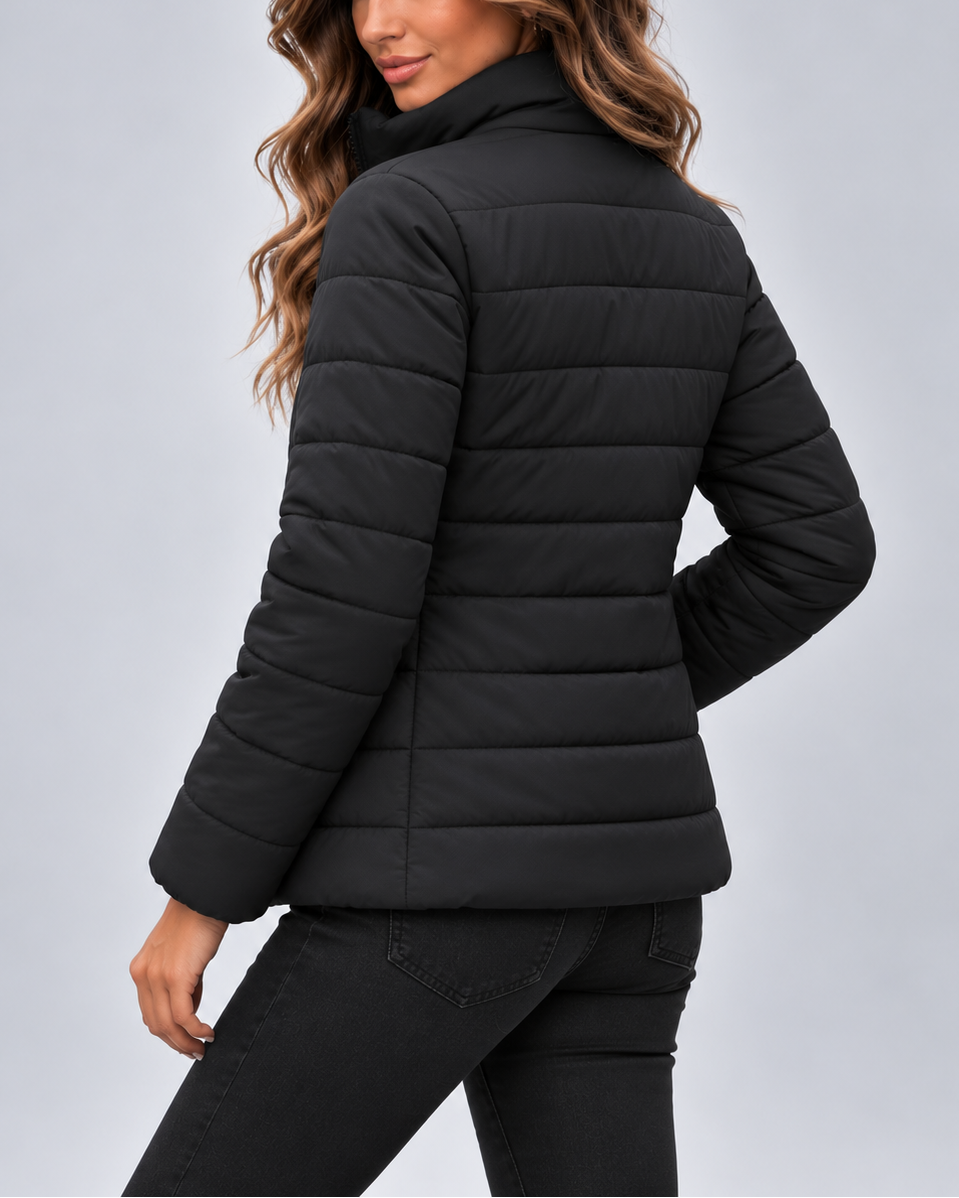 Theodora | Quilted Fleece Jacket with Stand Collar for Women