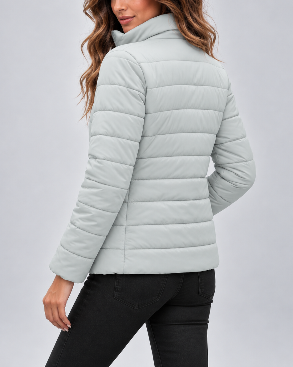 Theodora | Quilted Fleece Jacket with Stand Collar for Women