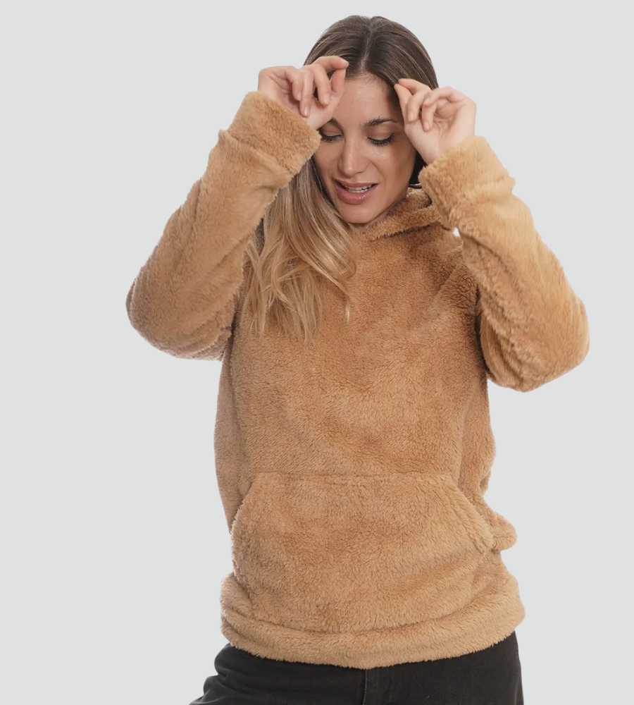 Alanis | Fuzzy Fleece Pullover Hoodie with Kangaroo Pocket