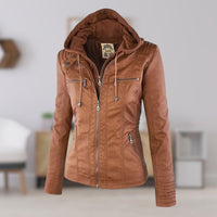 Honorine | Zip-Front Moto Jacket with Removable Hood for Women