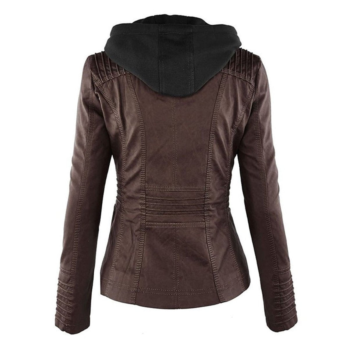 Honorine | Zip-Front Moto Jacket with Removable Hood for Women