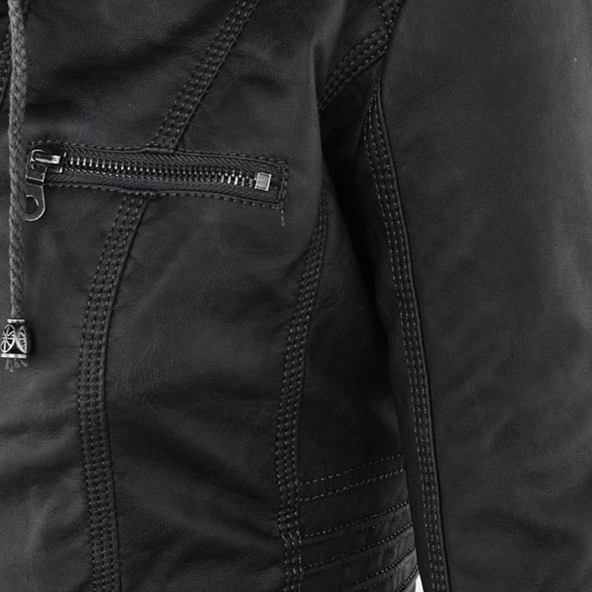 Honorine | Zip-Front Moto Jacket with Removable Hood for Women