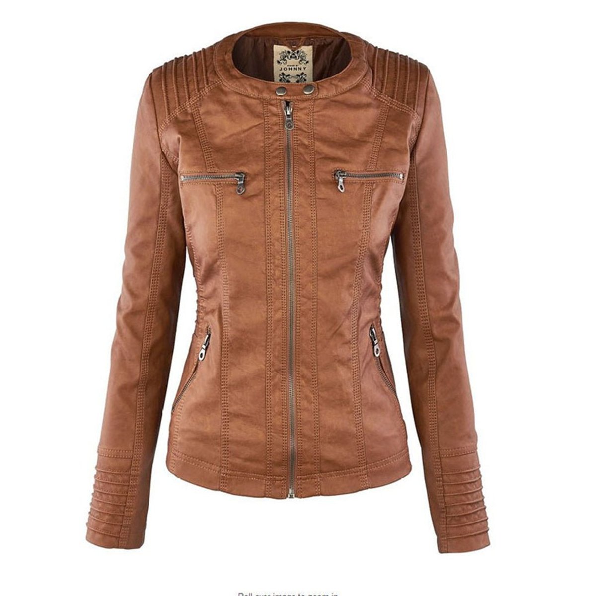 Honorine | Zip-Front Moto Jacket with Removable Hood for Women